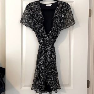 Black and White Speckled Wrap Dress